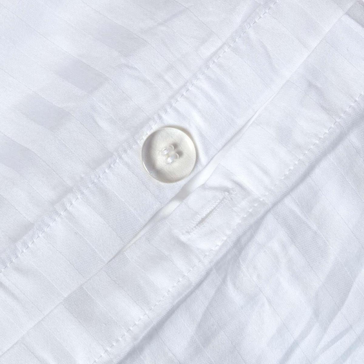 Satin Stripe Egyptian Cotton Duvet Cover with Pillowcase - White / Single – image 4