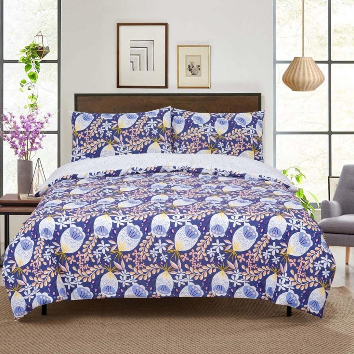 Vantona Easy Living Range Delilah Duvet Cover Set - Blue/Multi / Single