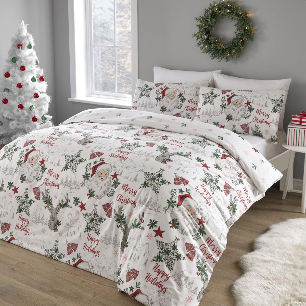 Santas North Pole Duvet Cover and Pillowcase Set - Green / Single – image 3