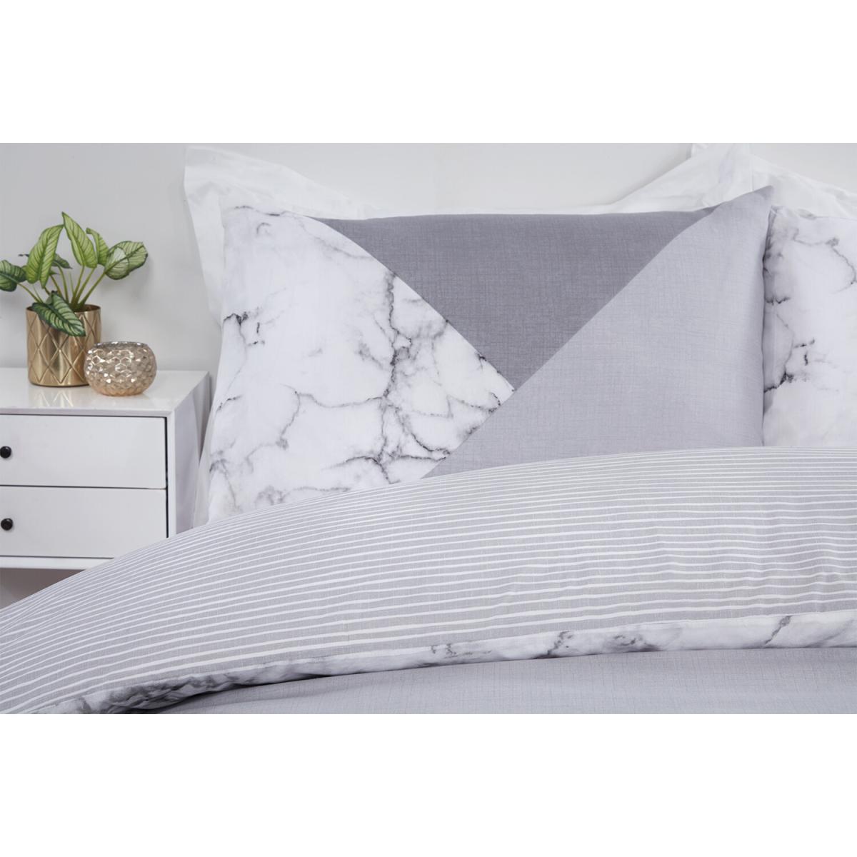 Marble Geo Duvet Cover and Pillowcase Set - Grey / Single – image 3