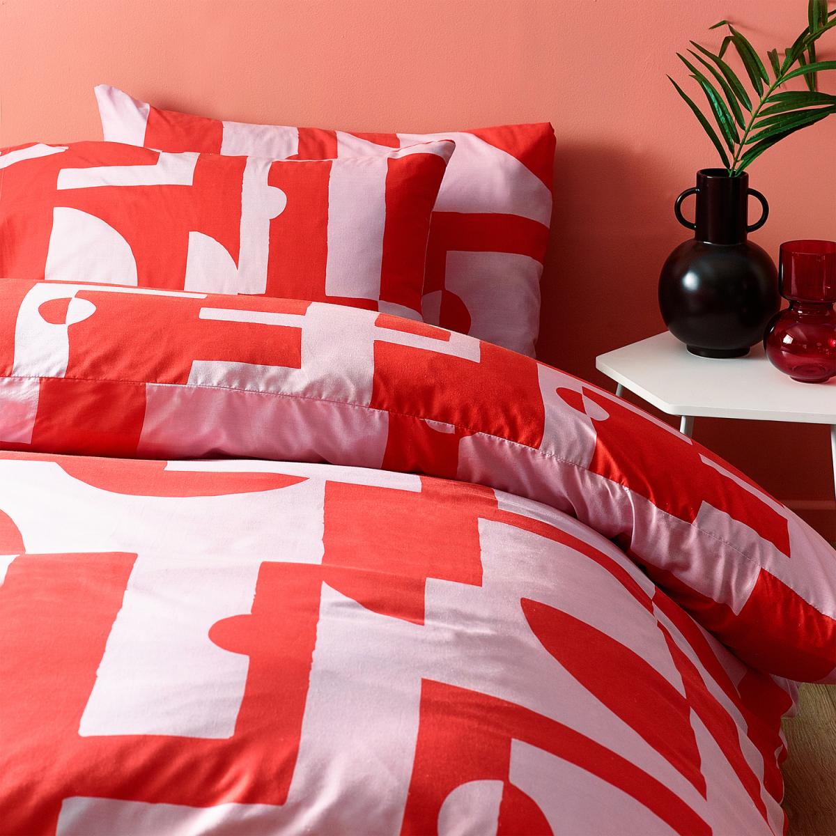 Mid-Century Abstract Duvet Cover Set - Pink/Red / Single – image 2