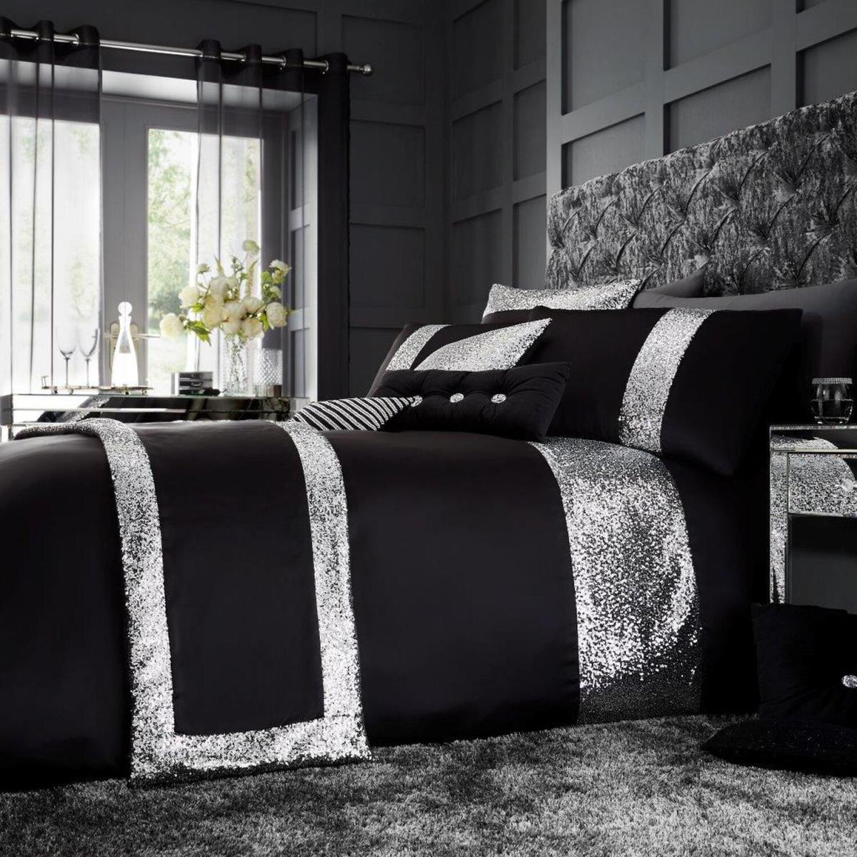 Luxury Glamorous Duvet Cover and Pillowcase Set - Black / Single – image 2