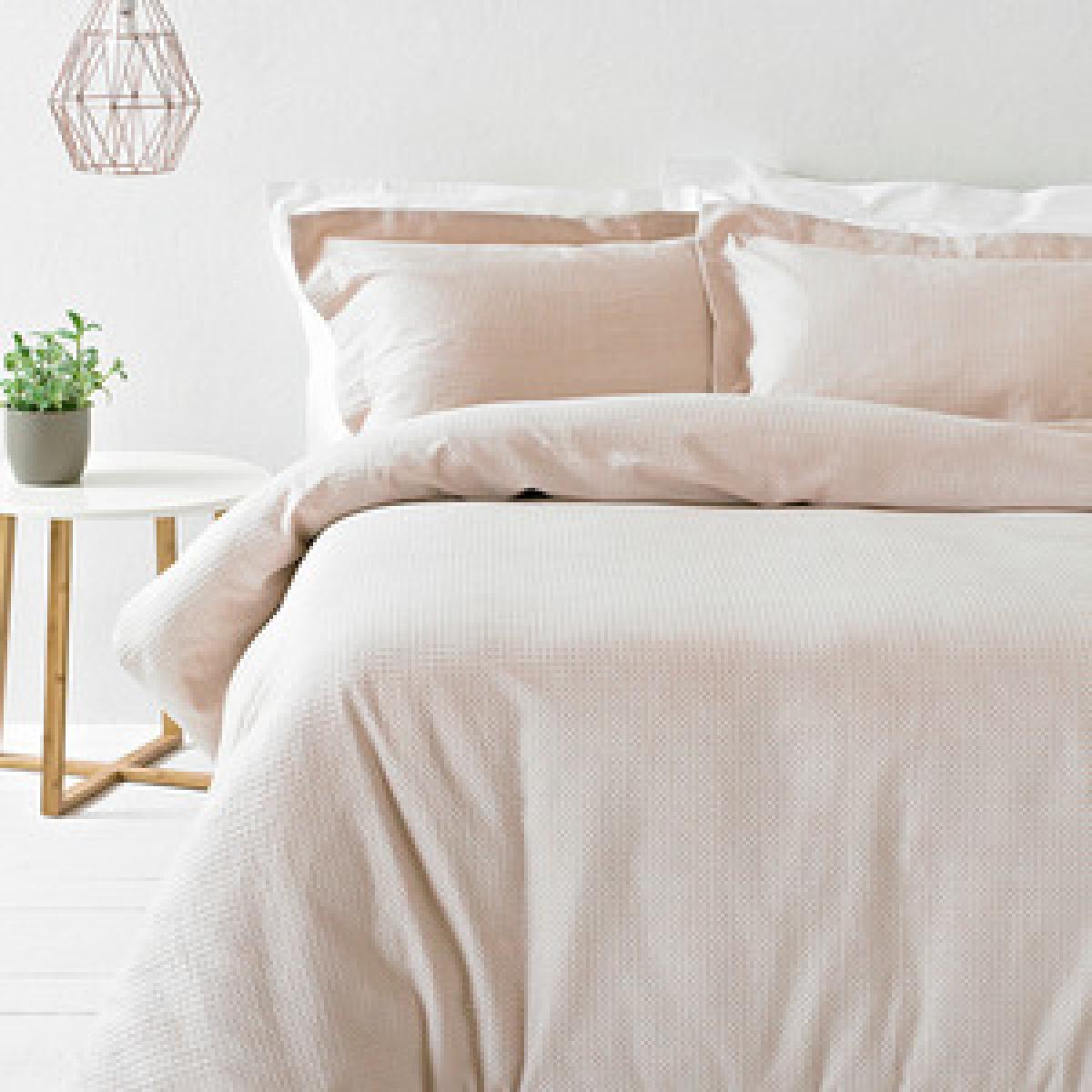 Textured Waffle Duvet Cover Set - Ginger / Single – image 2