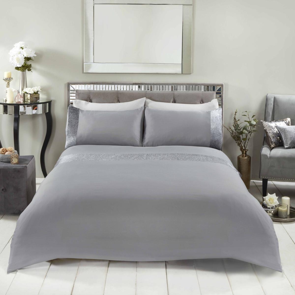 Sienna Glitter Velvet Duvet Cover Set with Pillowcases - Pink / Single – image 3