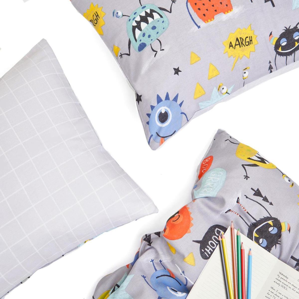 Dreamscene Monster Print Kids Duvet Cover Bedding Set - Grey / Single – image 3