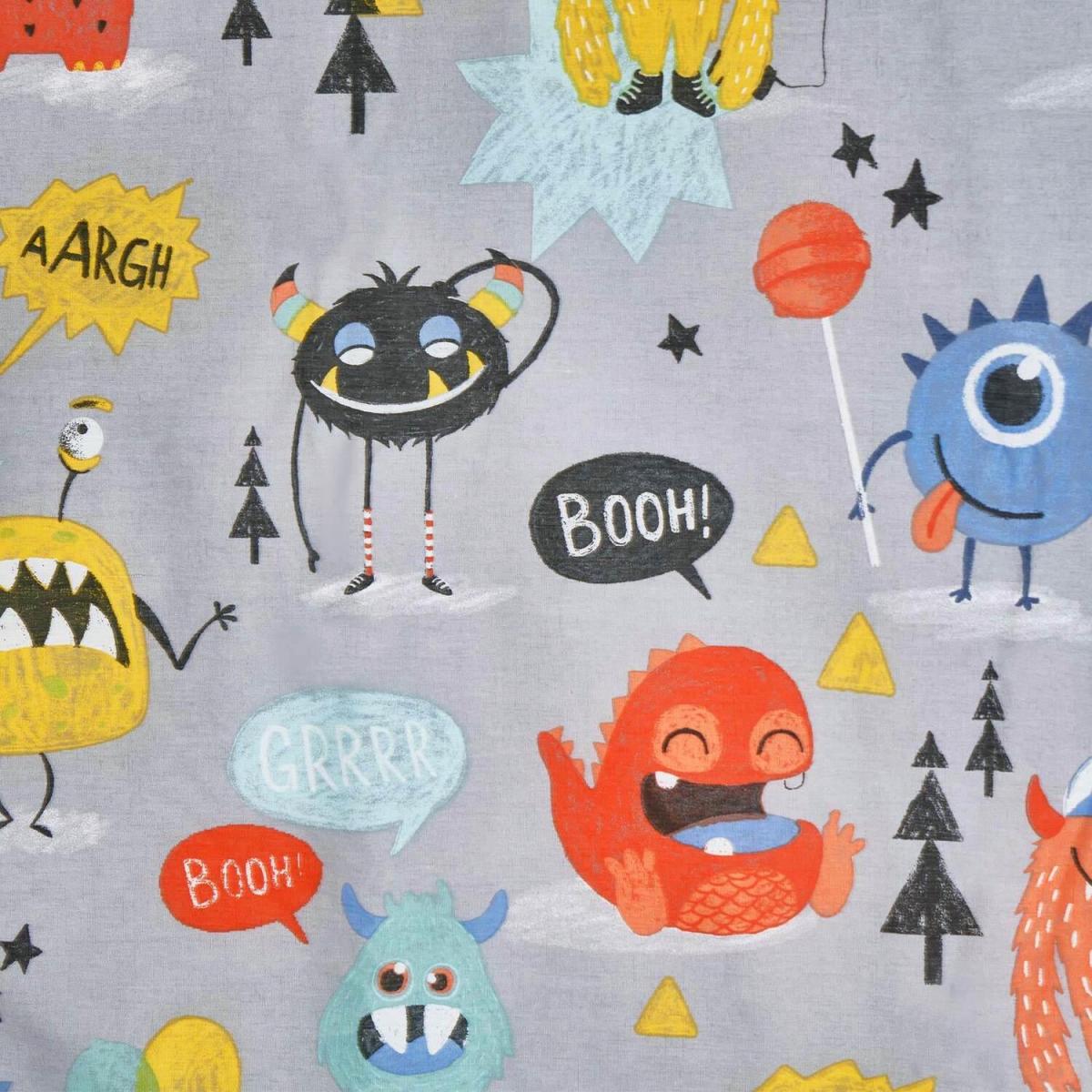 Dreamscene Monster Print Kids Duvet Cover Bedding Set - Grey / Single – image 5