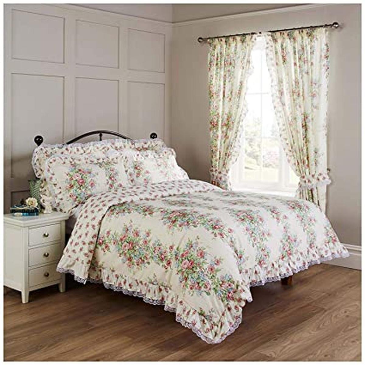 Country Spring Bouquet Floral Duvet Cover Set - White/Multi / Single
