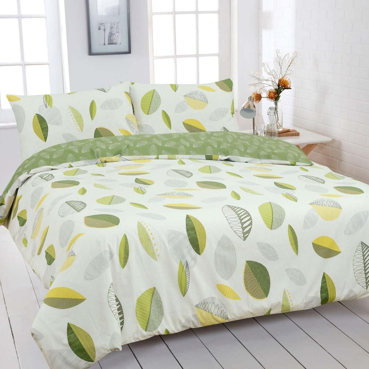 Decorative Petals Duvet Cover Set - Green/Multi / Single