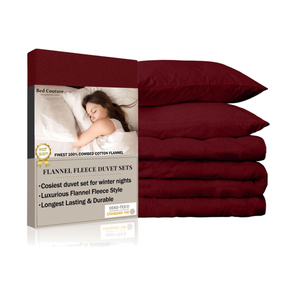 Flannel Fleece Single Duvet Cover and 2 pillowcases 65x65cm - Chesnut