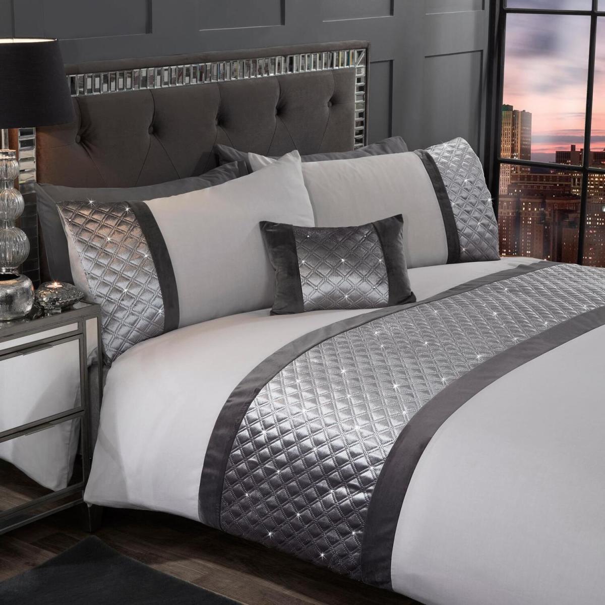 Hollywood Silver Duvet Cover Set - Silver / Single