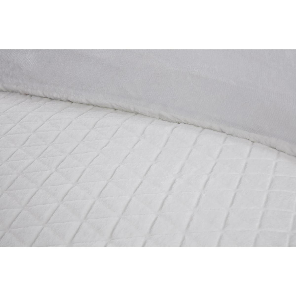 Geo Faux Fur Duvet Cover and Pillowcase Set - White / Single – image 4