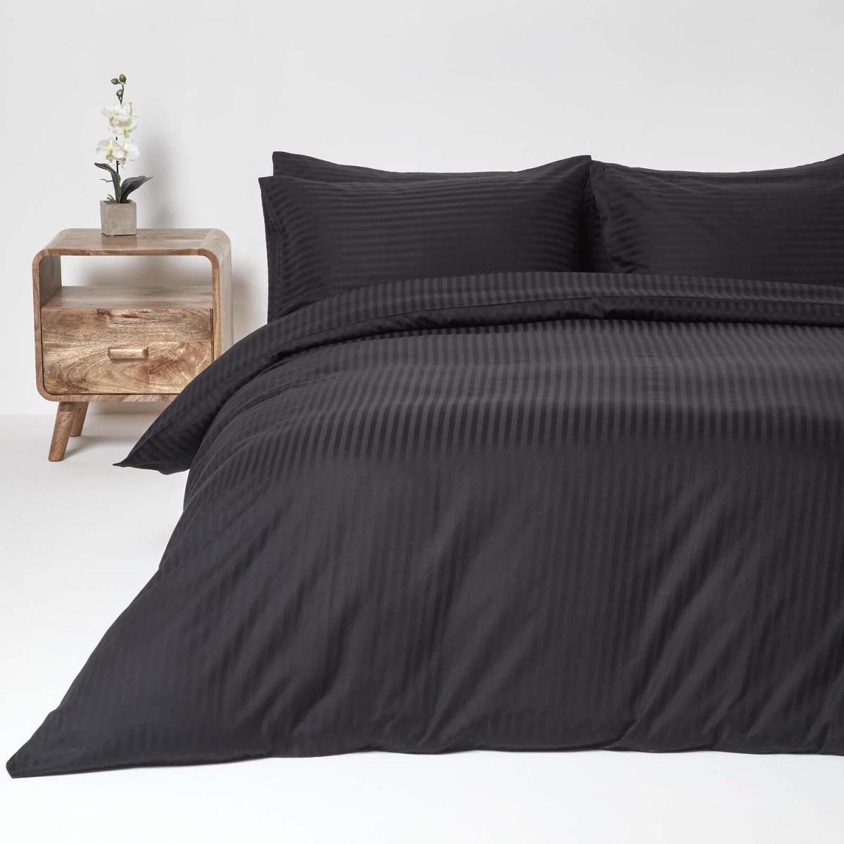 Satin Stripe Egyptian Cotton Duvet Cover with Pillowcase - Pink / Single – image 2