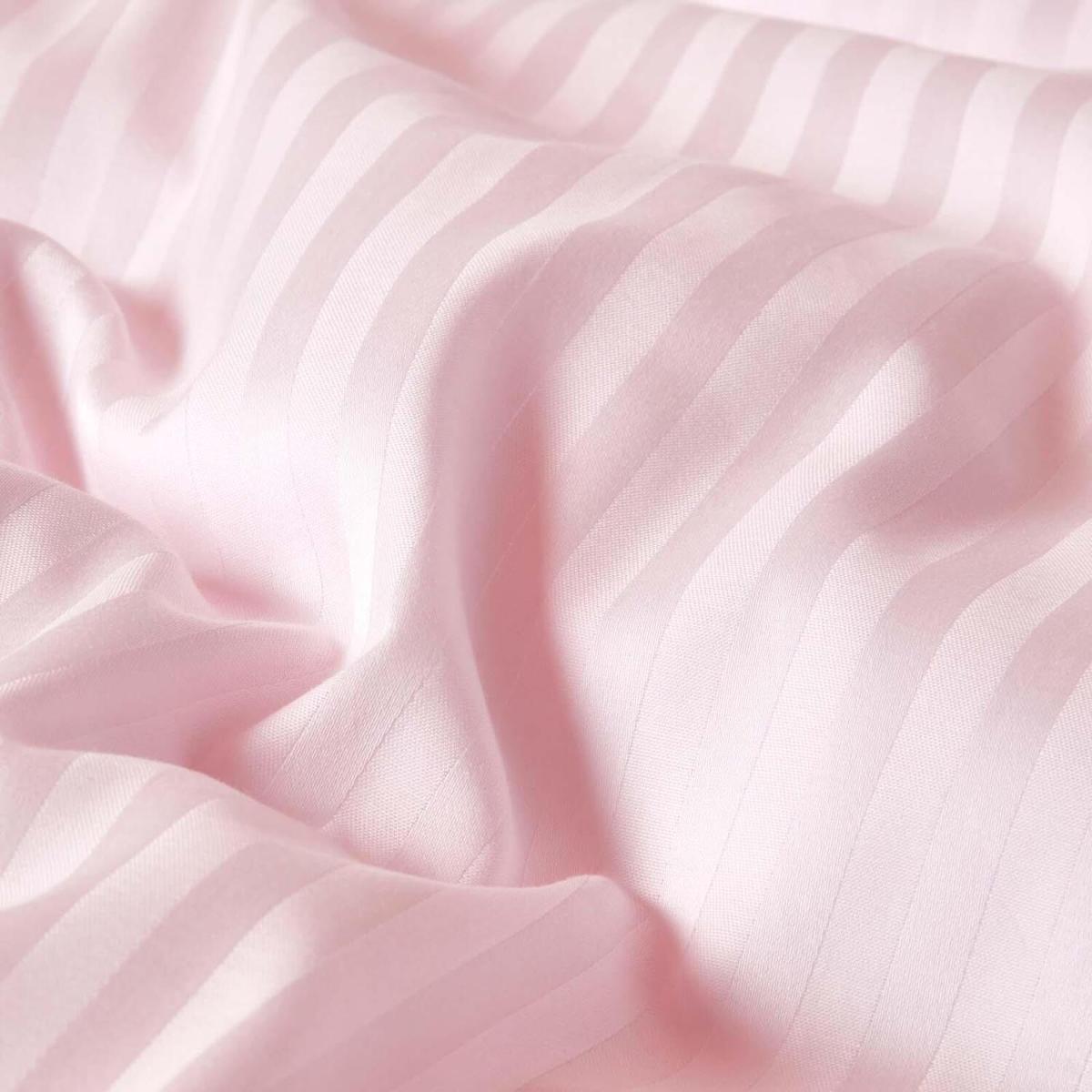 Satin Stripe Egyptian Cotton Duvet Cover with Pillowcase - Pink / Single – image 29