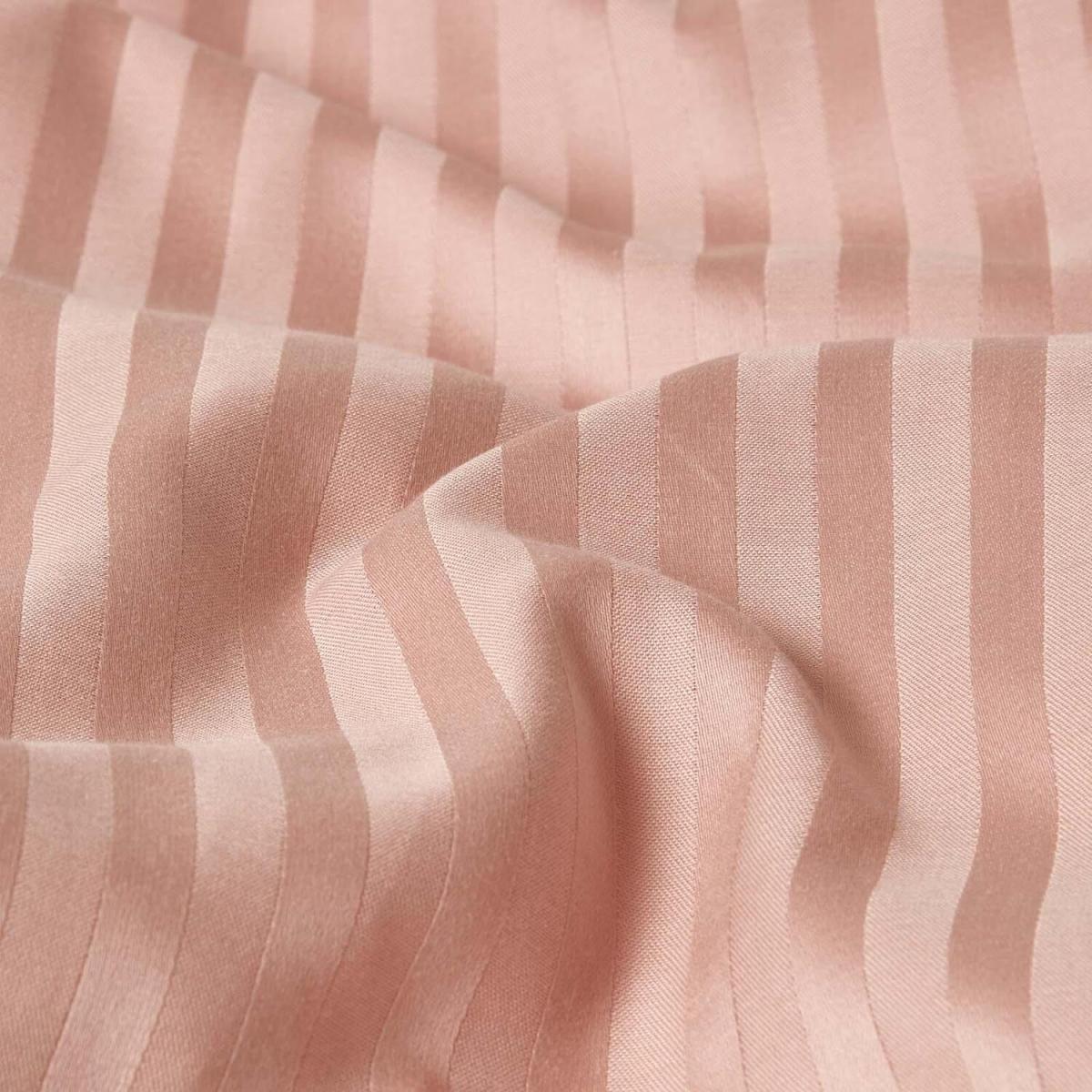 Satin Stripe Egyptian Cotton Duvet Cover with Pillowcase - Pink / Single – image 6