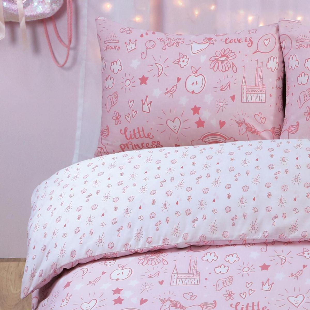 Dreamscene Little Princess Heart Duvet Cover Bedding Set - Pink / Single – image 2
