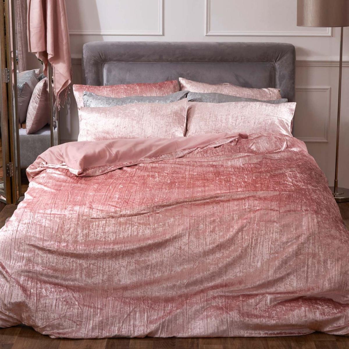 Sienna Valencia Crinkle Velvet Duvet Cover Bedding Set - Pink / Single – image 2