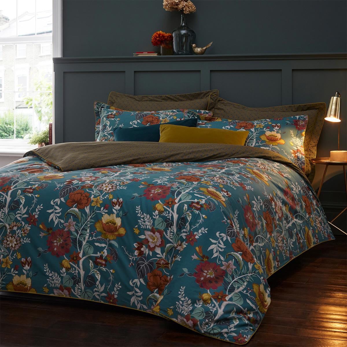 Rich Floral Duvet Cover Set - Teal / Single – image 4