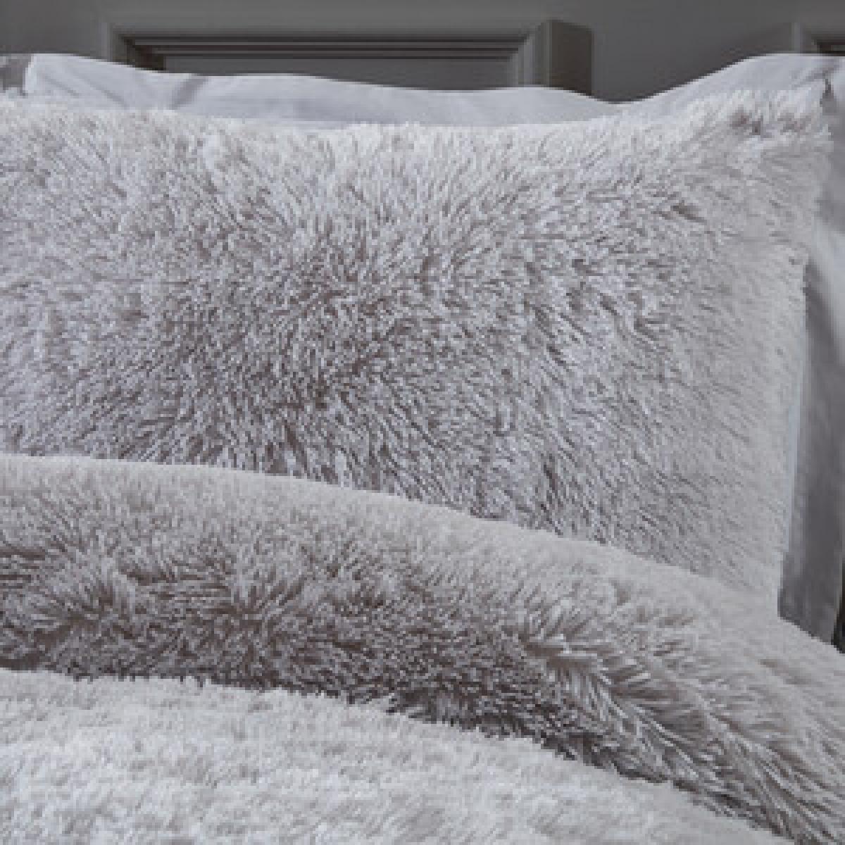 Shaggy Faux Fur Duvet Cover and Pillowcase Set - Charcoal / Single – image 12