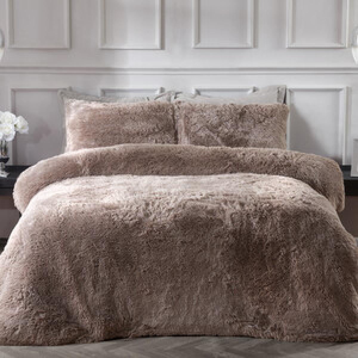 Shaggy Faux Fur Duvet Cover and Pillowcase Set - Charcoal / Single – image 4
