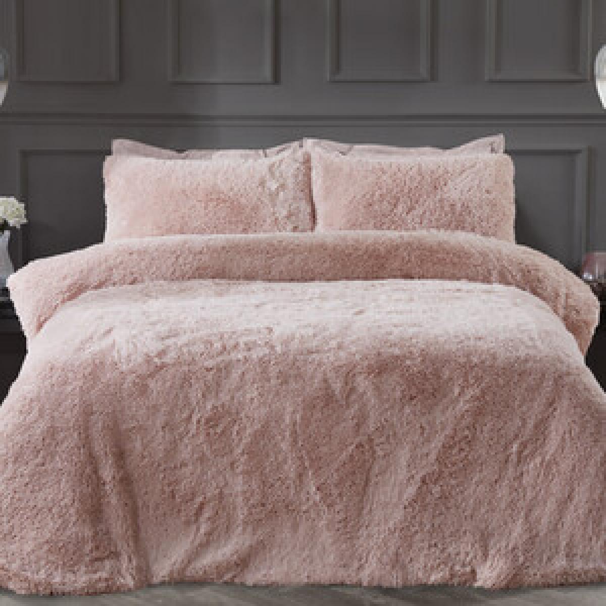 Shaggy Faux Fur Duvet Cover and Pillowcase Set - Charcoal / Single – image 8