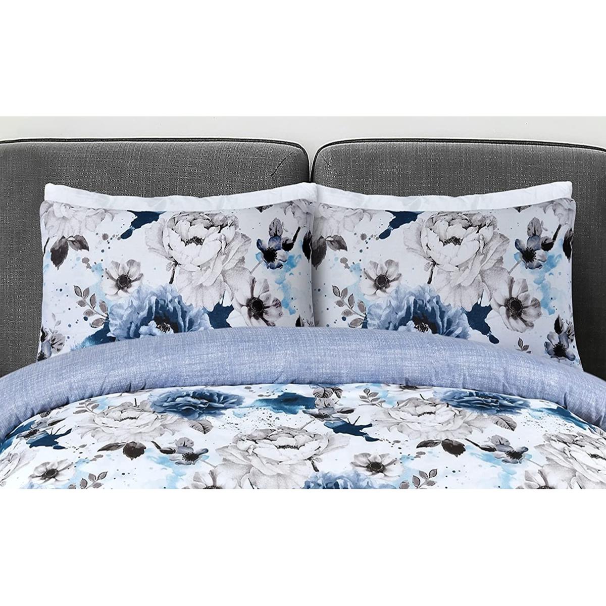 Sleepdown Inky Floral Blue Duvet Cover Set - Blue / Single – image 7