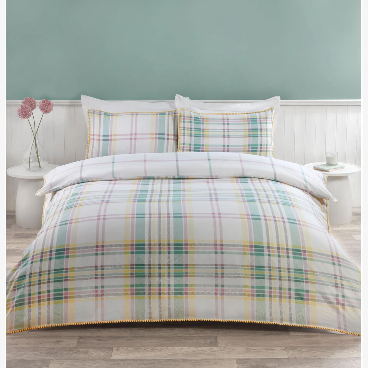 Spring Check Pompom Duvet Cover Set - Single – image 1