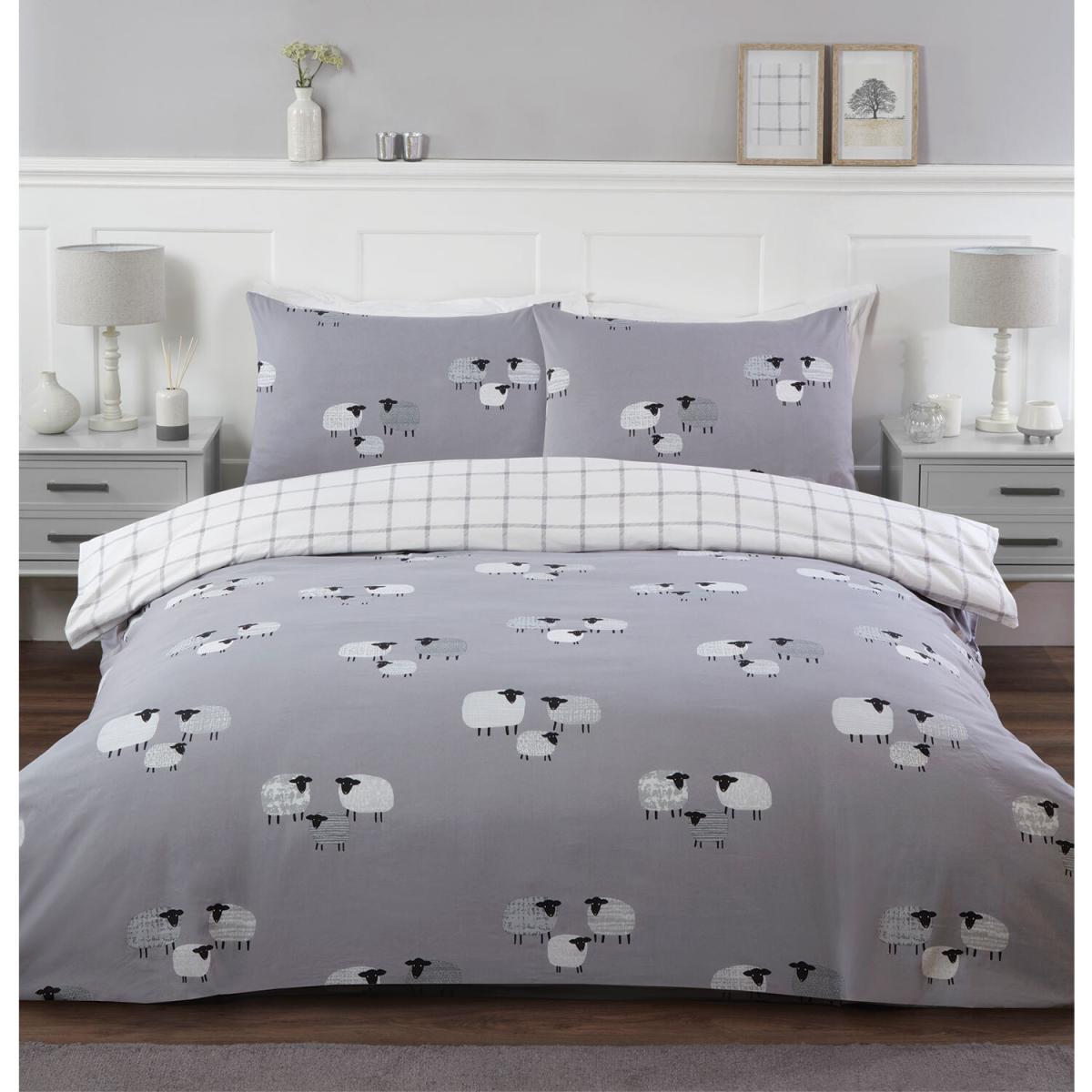 Suffolk Sheep Duvet Cover and Pillowcase Set - Grey / Single – image 2