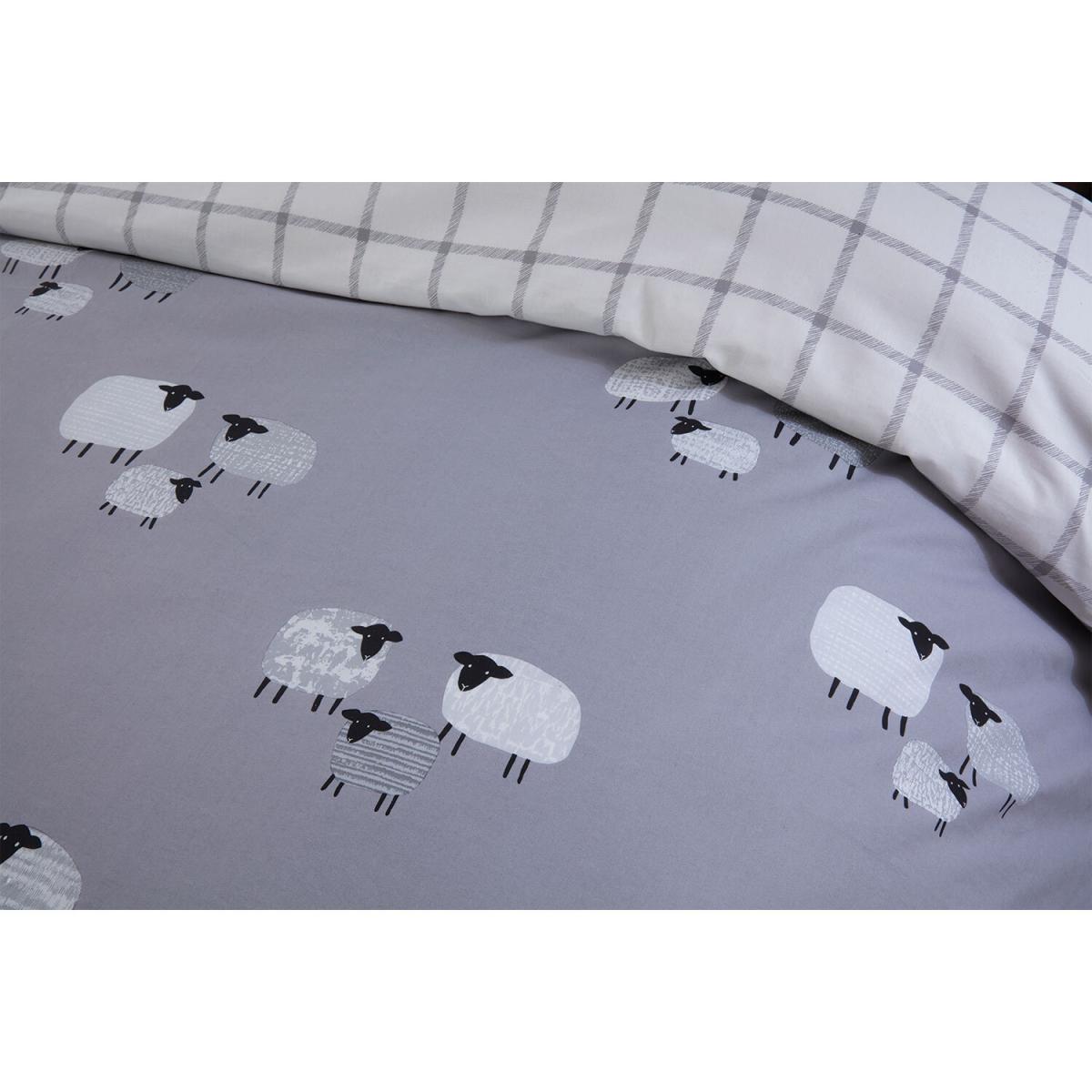 Suffolk Sheep Duvet Cover and Pillowcase Set - Grey / Single – image 5