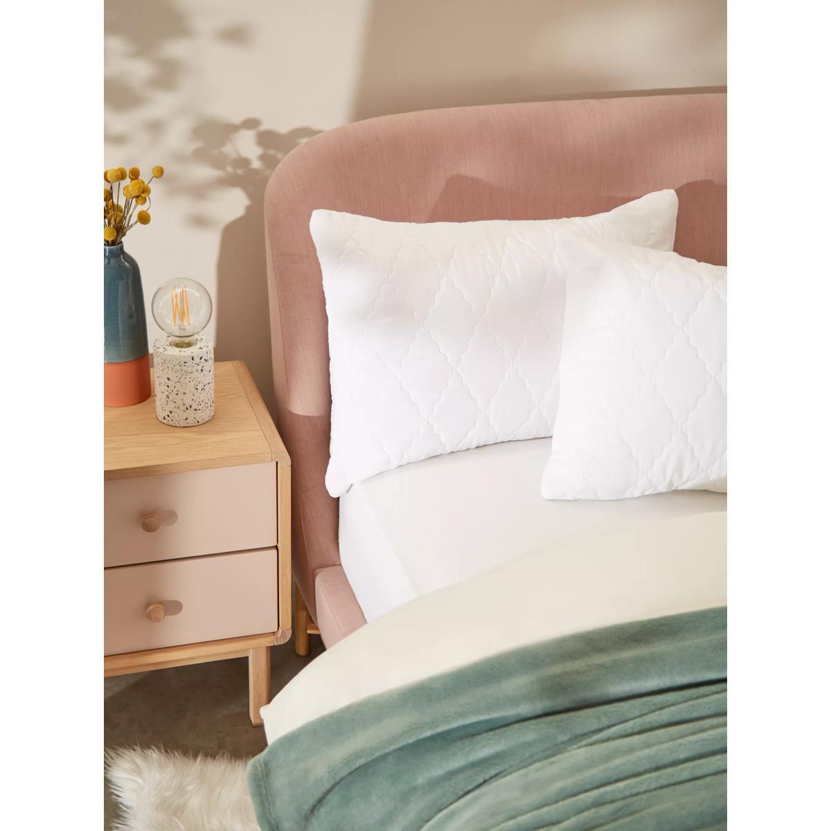 John Lewis & Partners Synthetic Soft Touch Washable Quilted Standard Pillow Protector, Pair – image 2