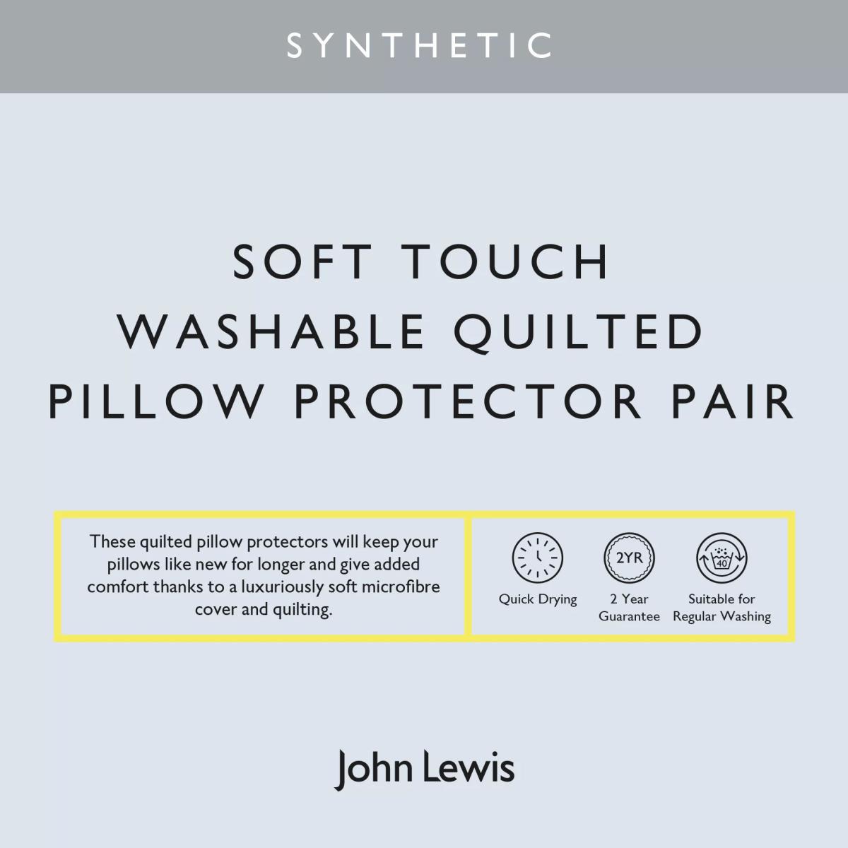 John Lewis & Partners Synthetic Soft Touch Washable Quilted Standard Pillow Protector, Pair – image 6