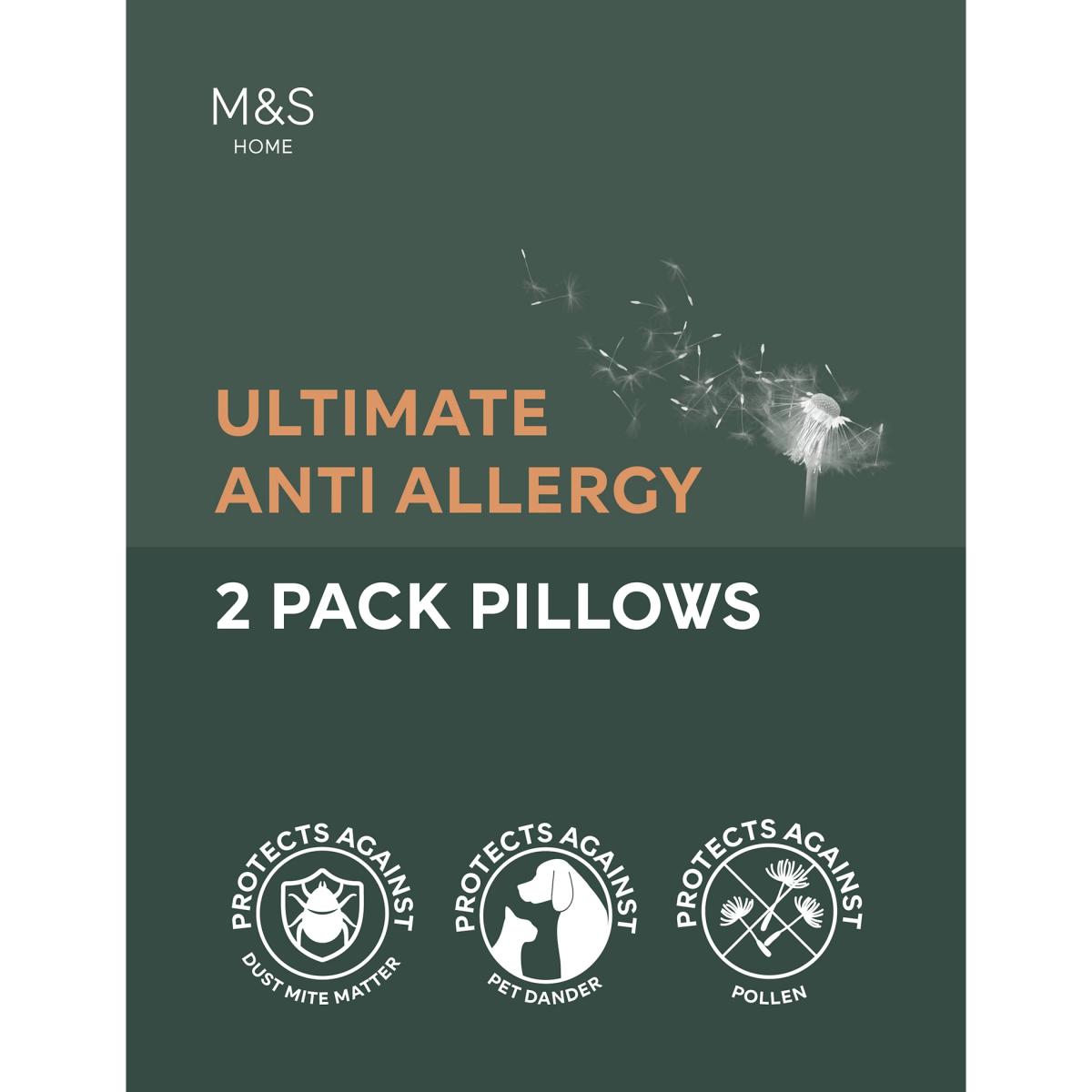 M&S 2pk Ultimate Anti Allergy Medium Pillows - White, White – image 3