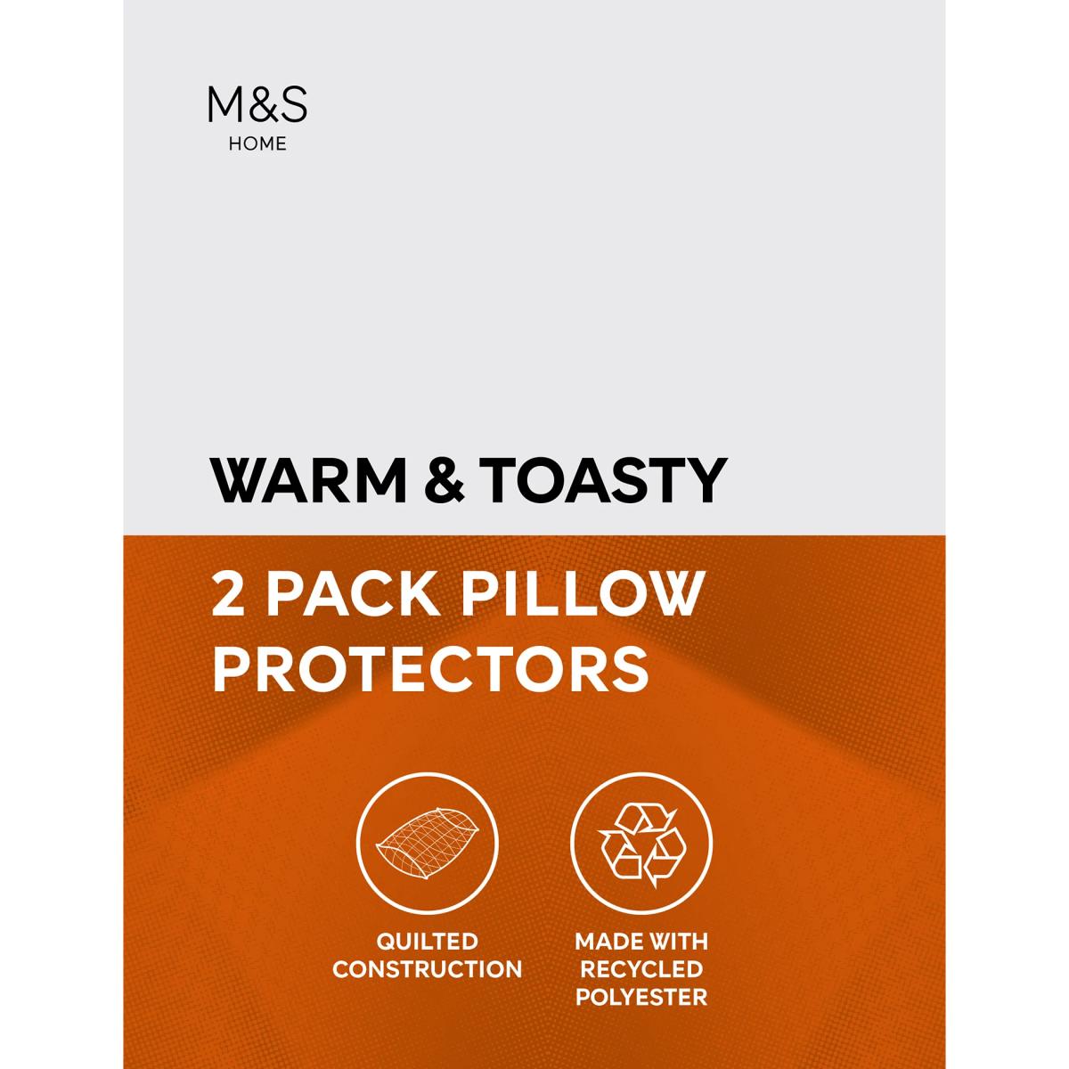 M&S 2pk Warm & Toasty Pillow Protectors - White, White – image 3