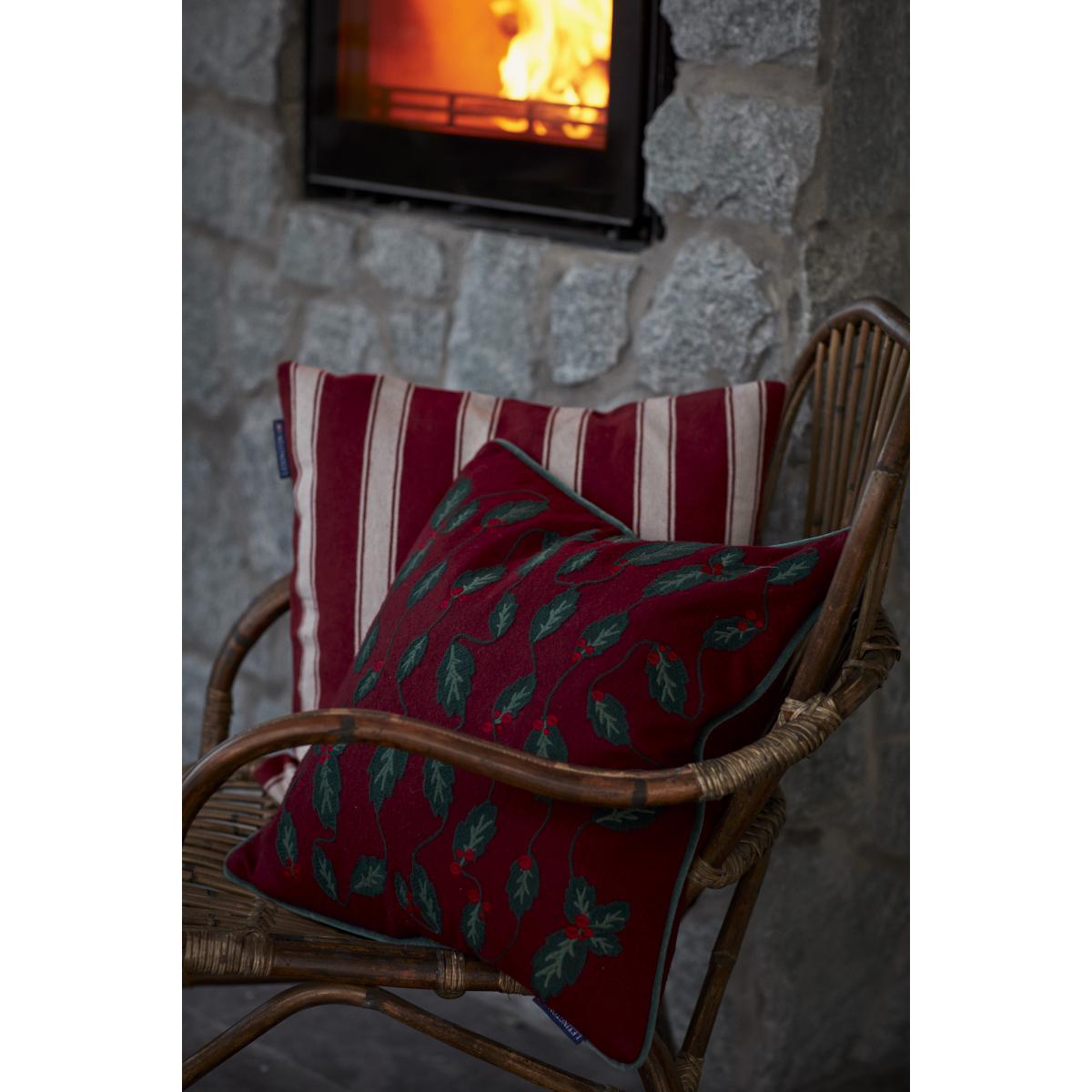 Lexington Structure Striped Linen Cotton cushion cover 50x50 cm Red-beige – image 4