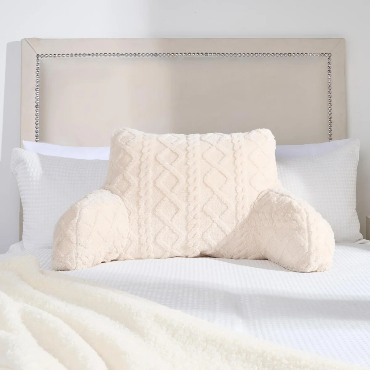 OHS Cable Knit Bolster Pillow - Cream – image 2