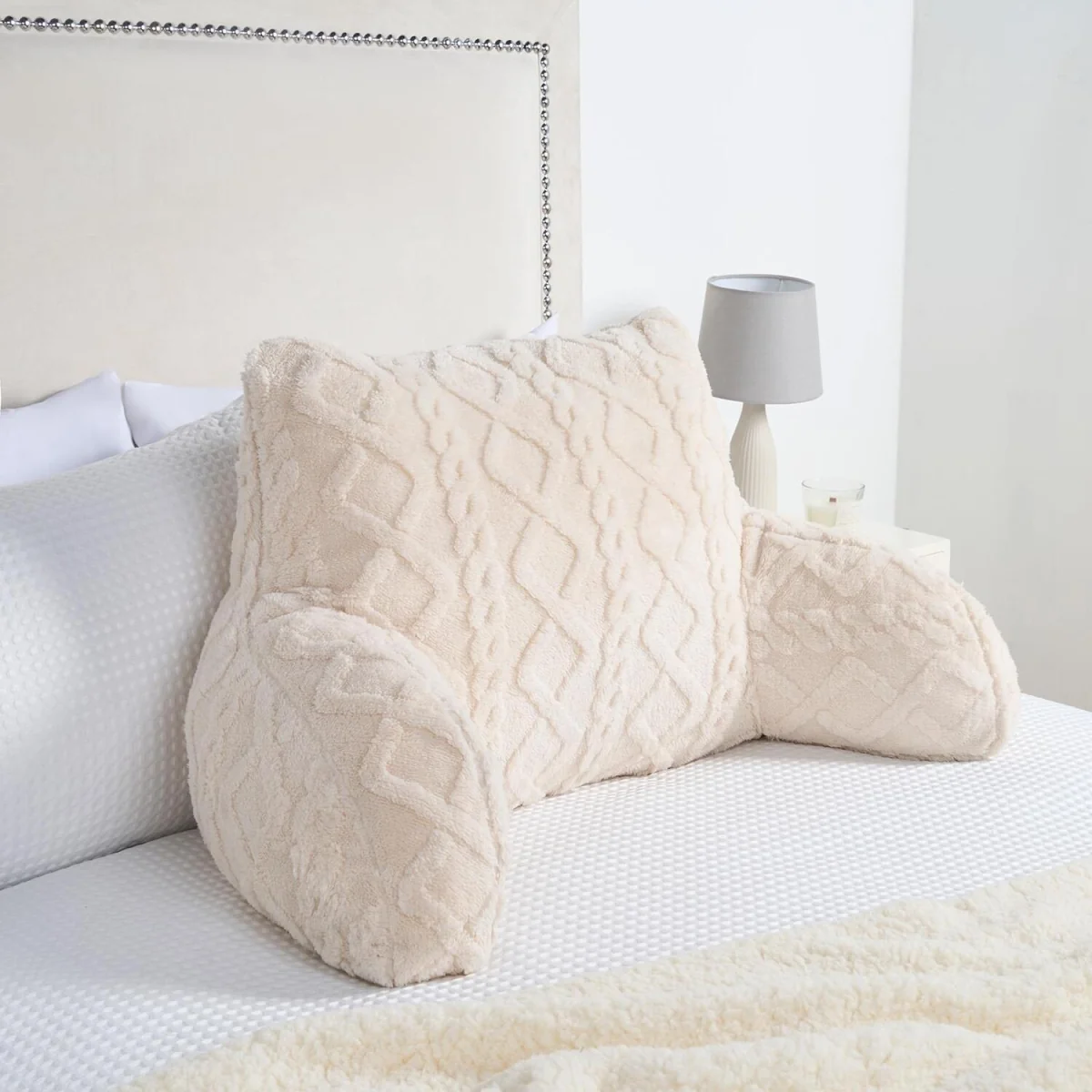 OHS Cable Knit Bolster Pillow - Cream – image 3