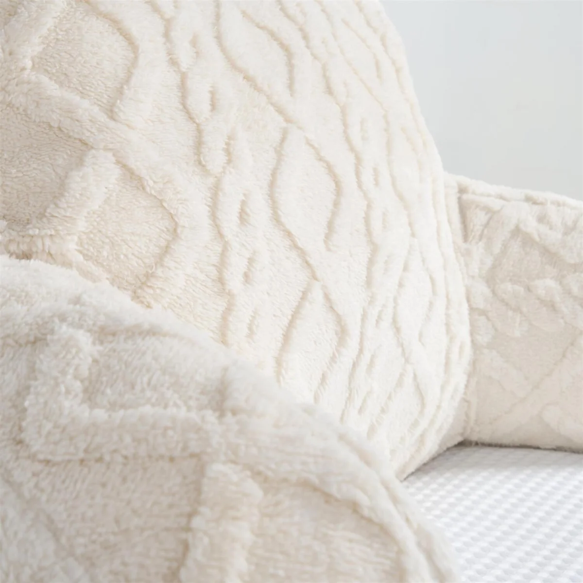 OHS Cable Knit Bolster Pillow - Cream – image 4