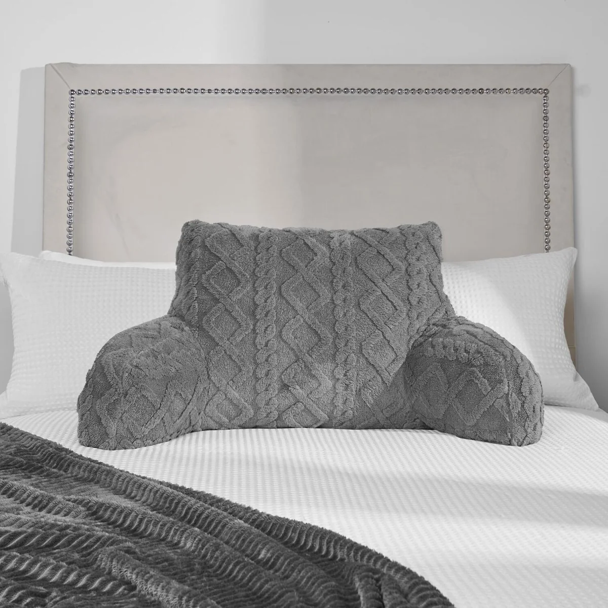 OHS Cable Knit Bolster Pillow - Grey – image 2