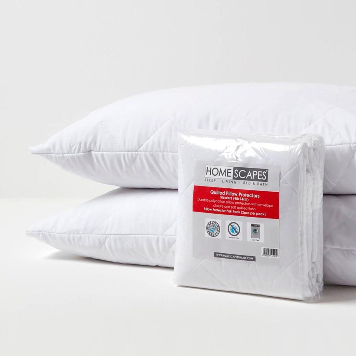 Quilted Pillow Protector Pair - White – image 1