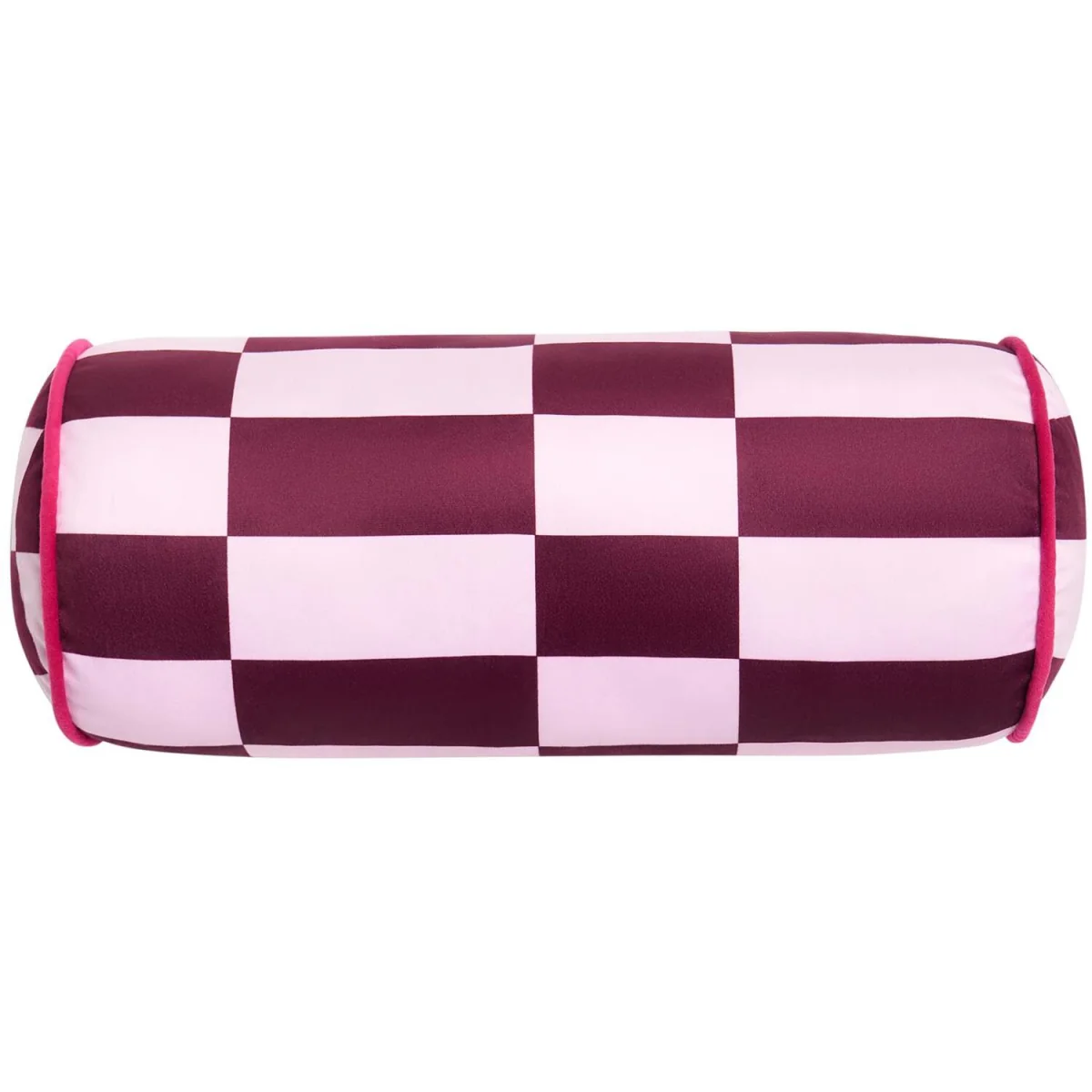 OHS Check Print Bolster Pillow - Pink/Burgundy – image 3