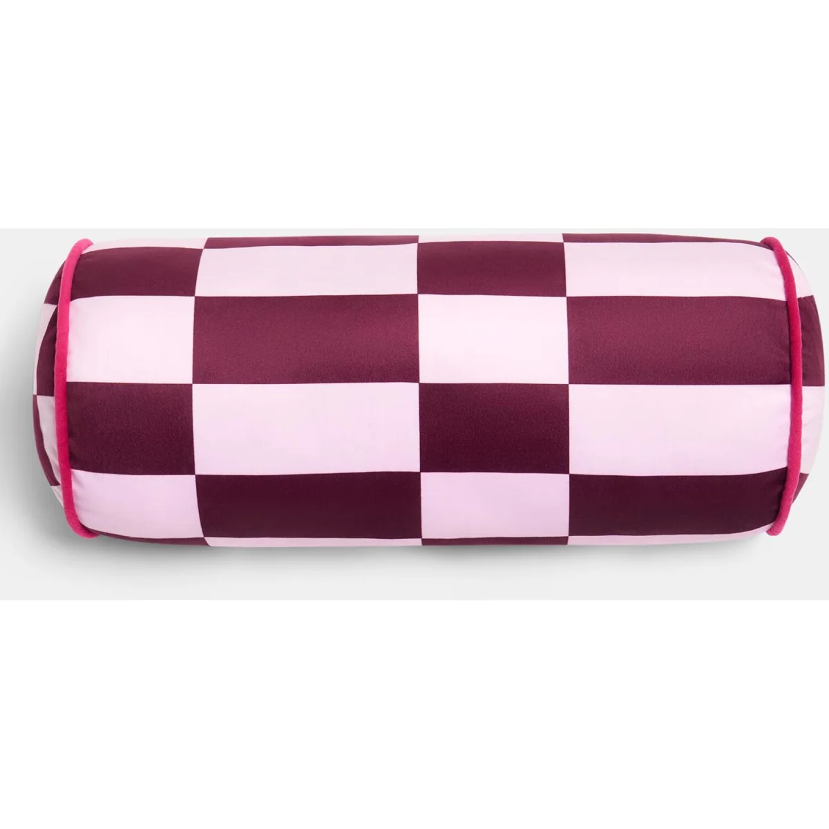 OHS Check Print Bolster Pillow - Pink/Burgundy – image 4