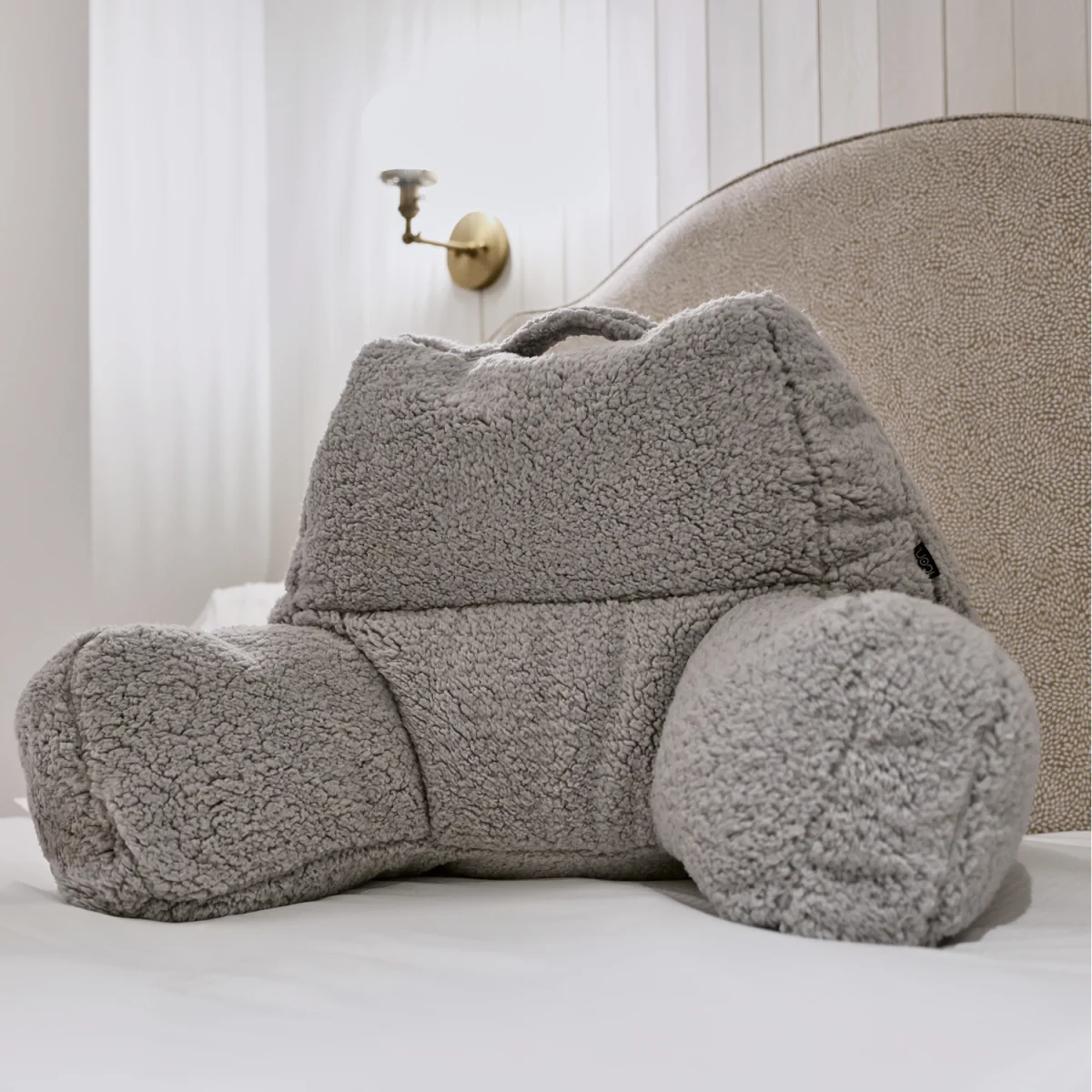 Berber Fleece Bean Filled Reading Support Pillow - Grey – image 2