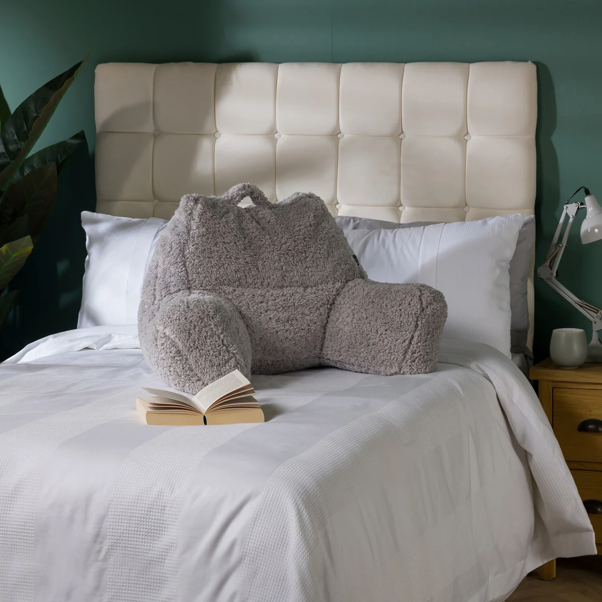 Berber Fleece Bean Filled Reading Support Pillow - Grey – image 11