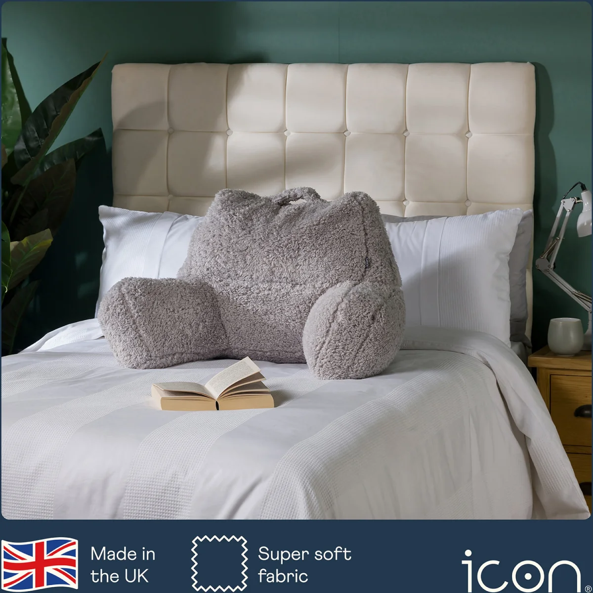 Berber Fleece Bean Filled Reading Support Pillow - Grey – image 14