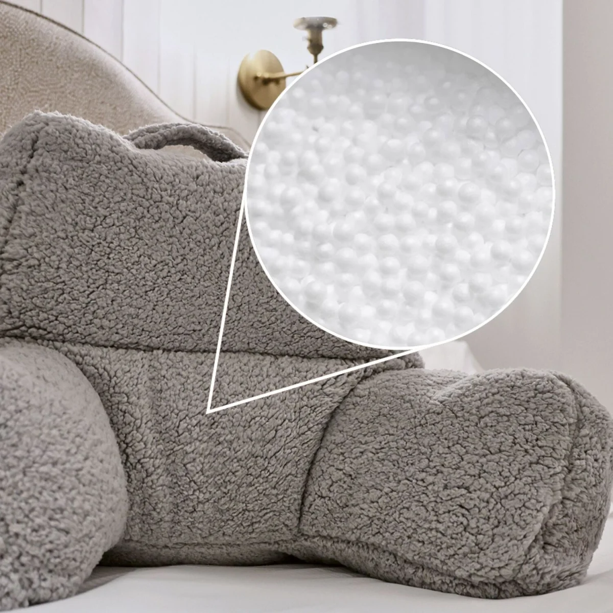 Berber Fleece Bean Filled Reading Support Pillow - Grey – image 16