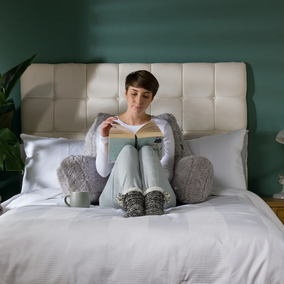 Berber Fleece Bean Filled Reading Support Pillow - Grey – image 8