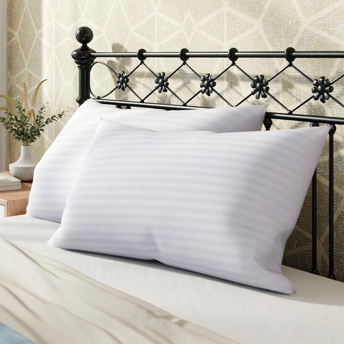 2 Pack Polyester Striped Pillow Inserts - White / Elevated Pillow
