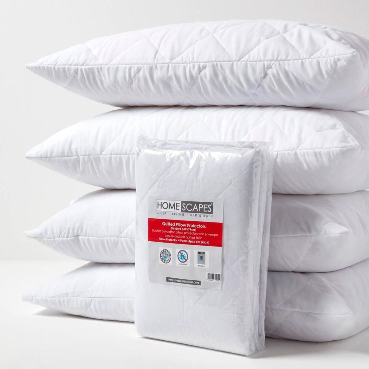 Quilted Pillow Protector, Pack of 4 - White – image 1