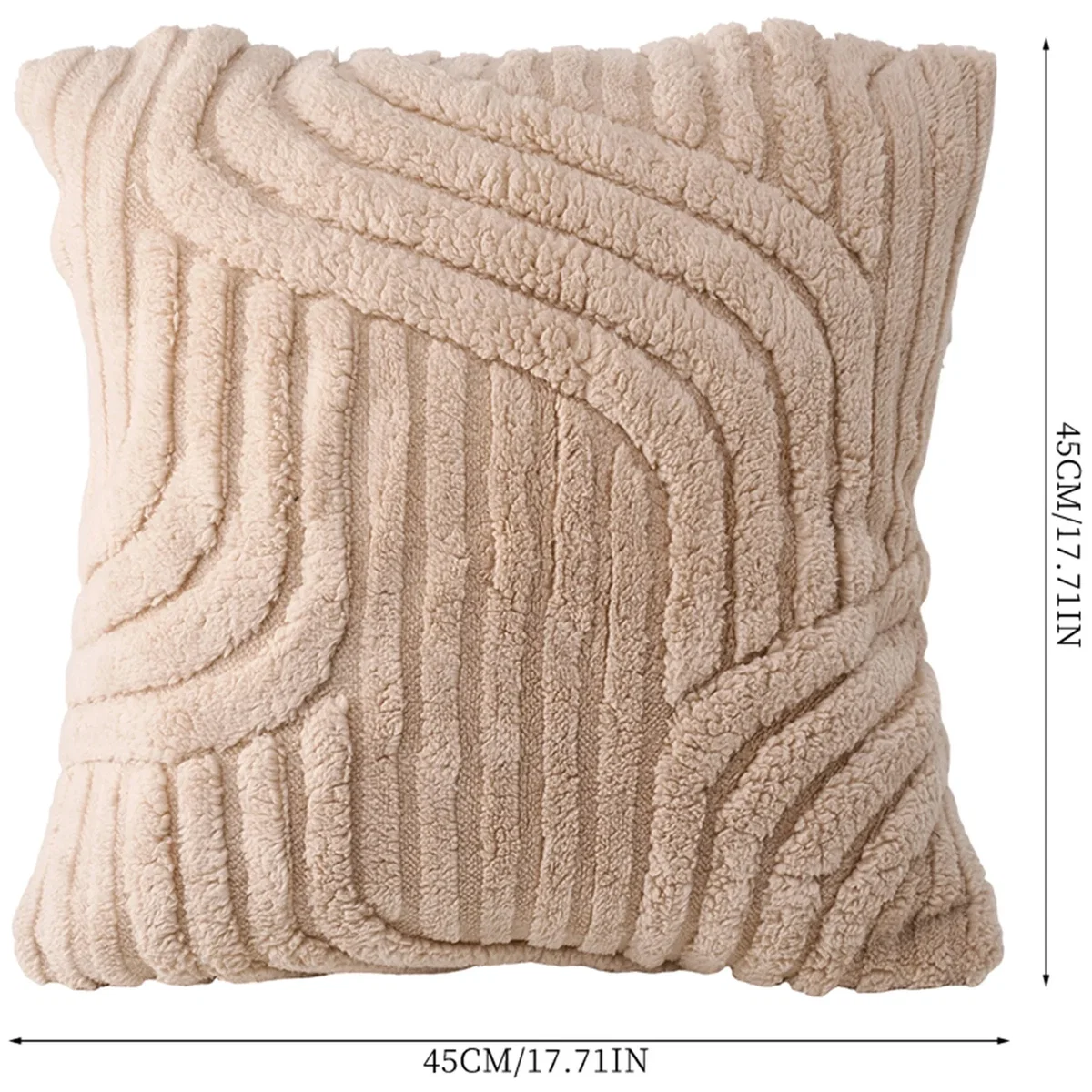 Plush Throw Pillow Cover - Light Brown – image 2