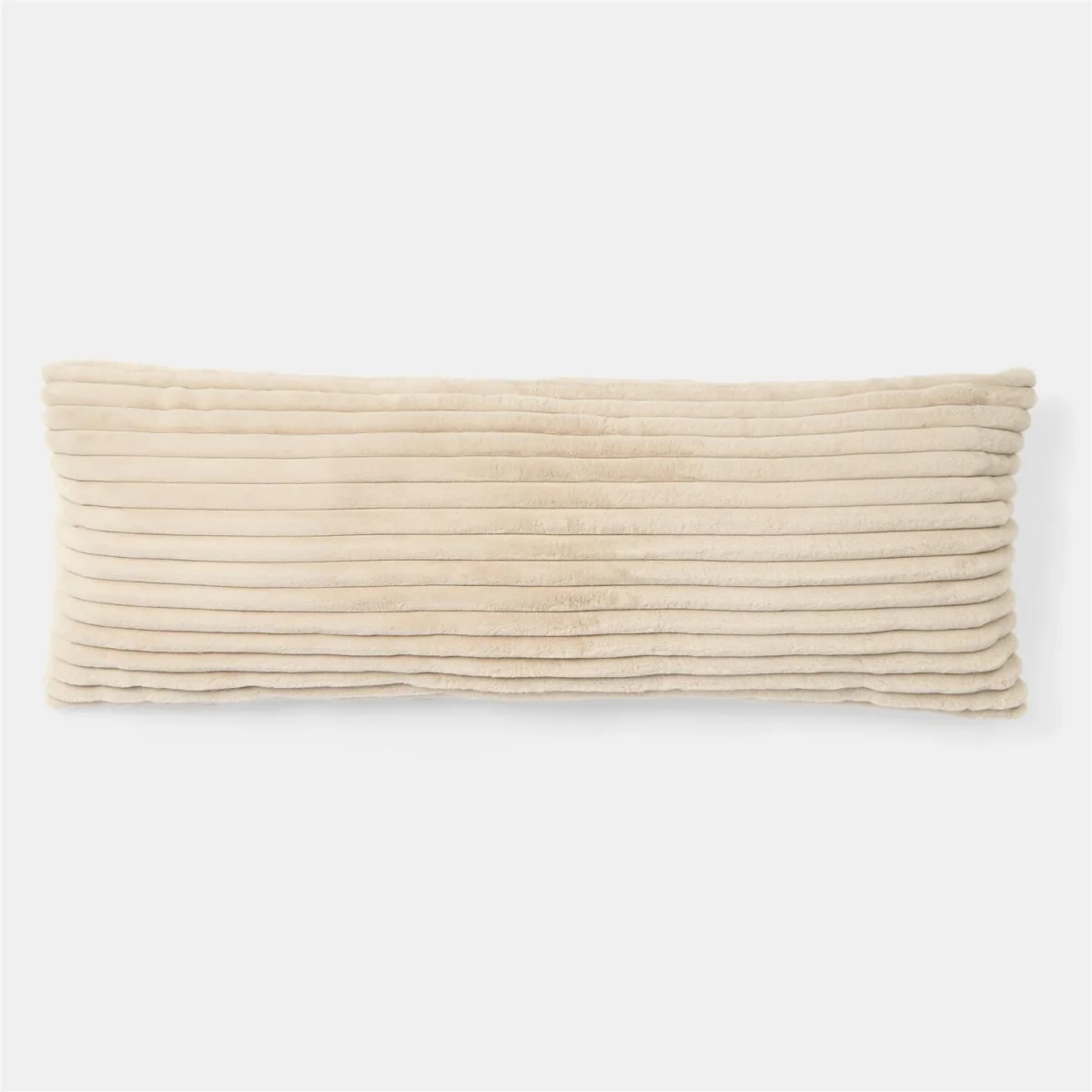 OHS Ribbed Faux Fur Bolster Pillow - Natural – image 5