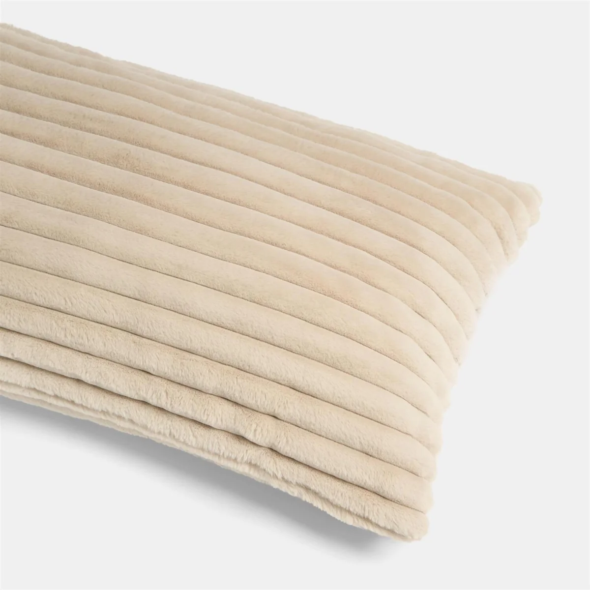 OHS Ribbed Faux Fur Bolster Pillow - Natural – image 6